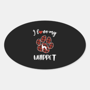 I Love My Whippet Valentine Dog Lover T-Shirt Oval Sticker