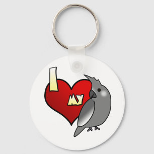 I Love my Whiteface Cockatiel Keychain