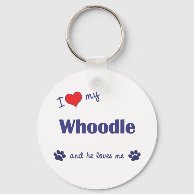 I Love My Whoodle (Male Dog) Keychain (Front)