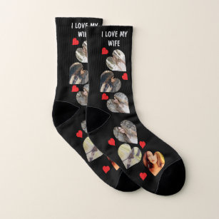 I Love My Wife 6 Photo Collage   Hearts  Socks