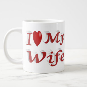 I Love My Wife cute red text  Large Coffee Mug