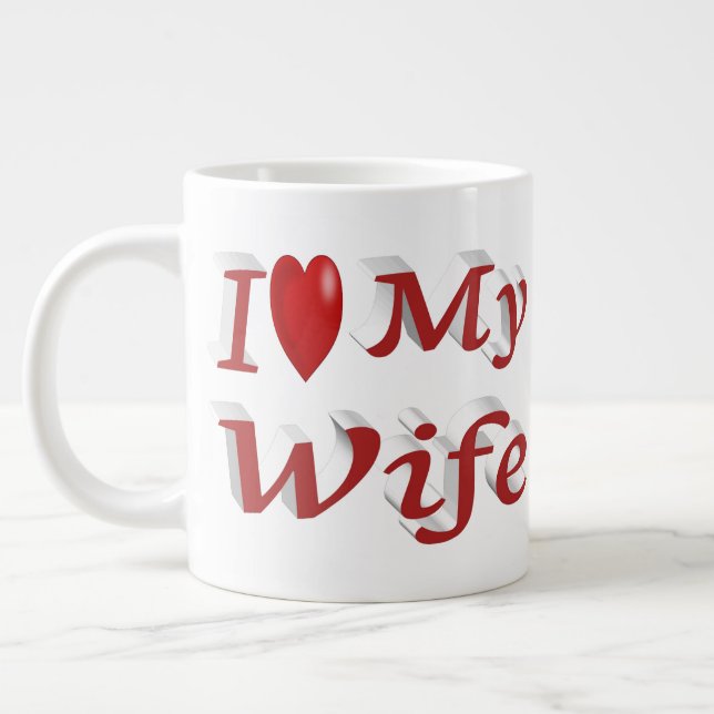 I Love My Wife cute red text  Large Coffee Mug (Left)