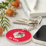 I Love My Wife Heart Custom Personalized Photo  Keychain<br><div class="desc">Show your love for your wife with this personalized Keychain with her photo in it. Perfect for Valentines day , Birthday, Anniversaries or any occasion just to show the world how much you love your wife. You can customize the photo and the texts in the Keychain as per your wish....</div>