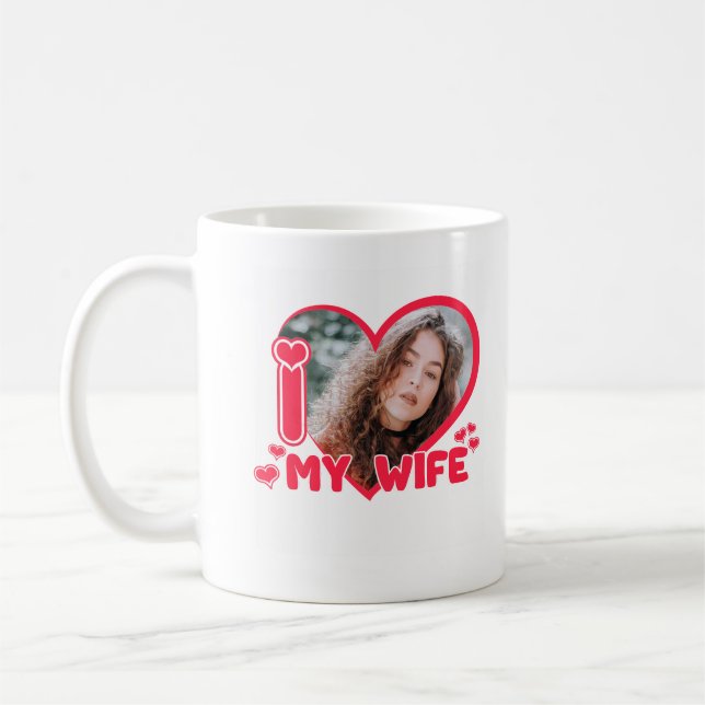 I Love My Wife Heart Custom Photo Love Cute  Coffee Mug (Left)