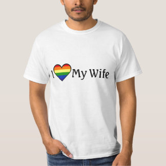 I Love My Wife Lesbian Rainbow Heart Shirt <3
