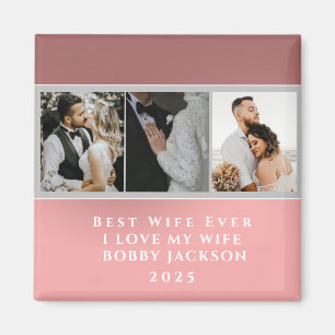 I Love My Wife Personalized 3 Photos Magnet