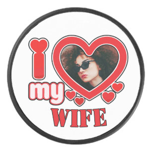 I Love My Wife Personalized Hockey Puck