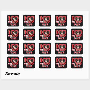 I Love My Wife Personalized Square Sticker