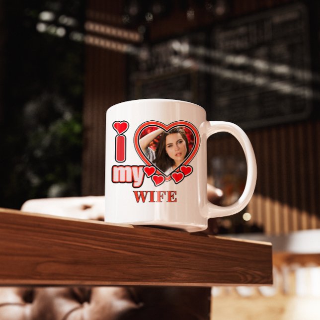 I Love My Wife Personalized Valentines Day Heart Coffee Mug (Creator Uploaded)