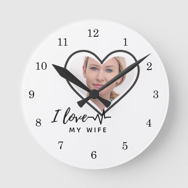 I Love My Wife PHOTO Gift - Best Friend Custom Round Clock (Front)