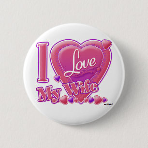 I Love My Wife pink/purple - heart 2 Inch Round Button
