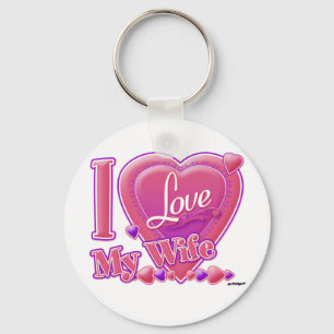 I Love My Wife pink/purple - heart Keychain