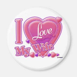 I Love My Wife pink/purple - heart Magnet