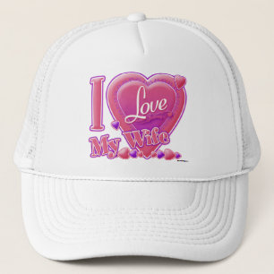 I Love My Wife pink/purple - heart Trucker Hat