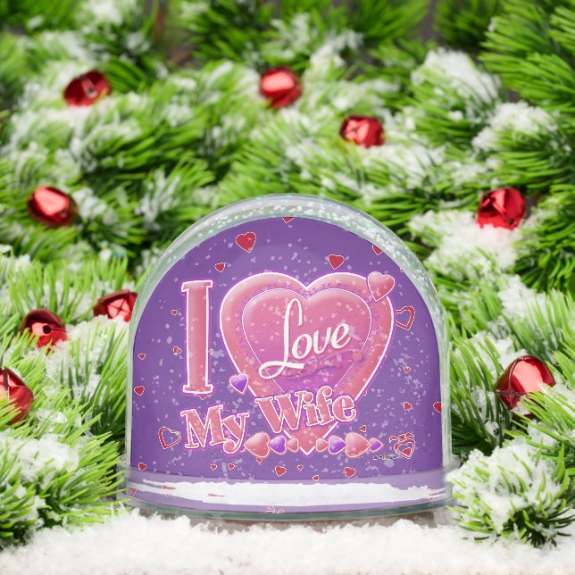 I Love My Wife pink/purple - hearts Snowglobe (Christmas)