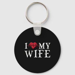 I Love My Wife Red Heart Funny Mother's Day Matchi Keychain