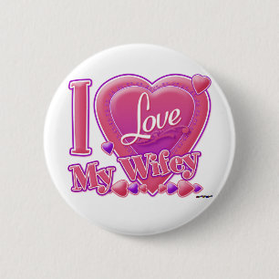 I Love My Wifey pink/purple - heart 2 Inch Round Button