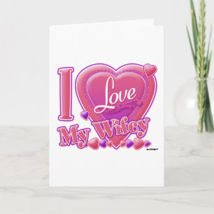 I Love My Wifey pink/purple - heart Holiday Card