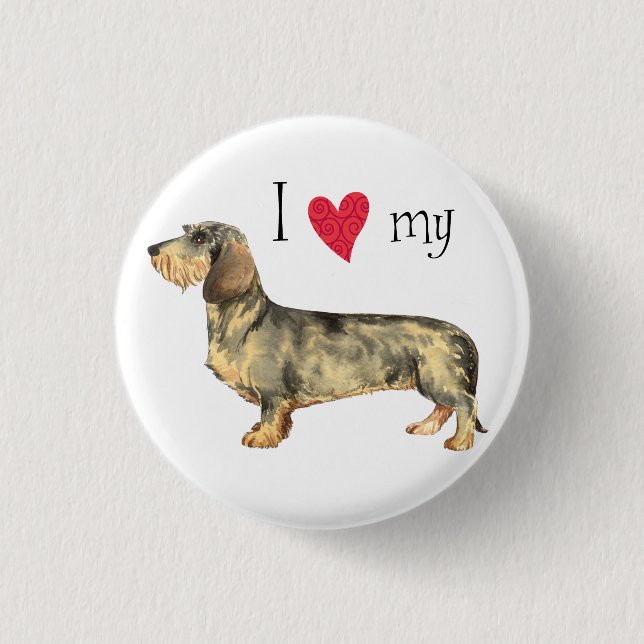 I Love my Wirehaired Dachshund 1 Inch Round Button (Front)