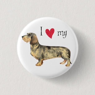 I Love my Wirehaired Dachshund 1 Inch Round Button