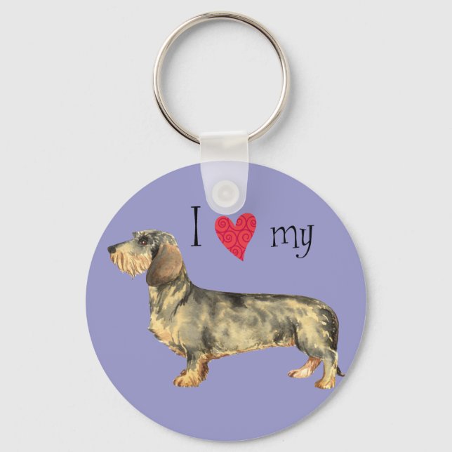 I Love my Wirehaired Dachshund Keychain (Front)