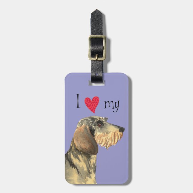 I Love my Wirehaired Dachshund Luggage Tag (Front Vertical)