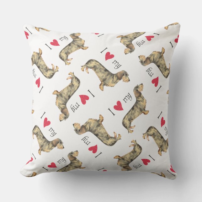 I Love my Wirehaired Dachshund Outdoor Pillow (Front)