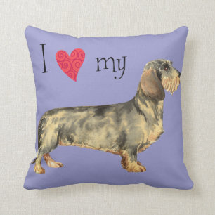 I Love my Wirehaired Dachshund Throw Pillow