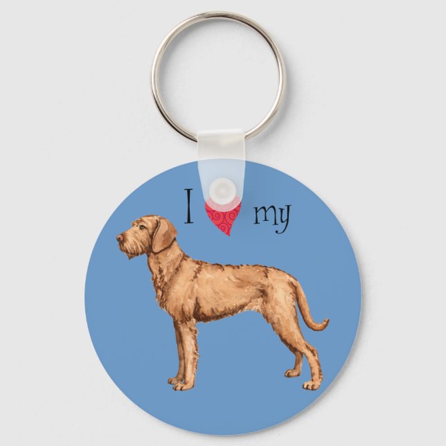 I Love my Wirehaired Vizsla Keychain (Front)