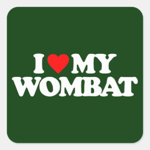 I LOVE MY WOMBAT SQUARE STICKER
