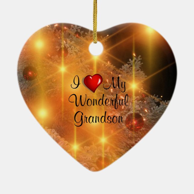 I Love My Wonderful Grandson Ceramic Ornament (Back)