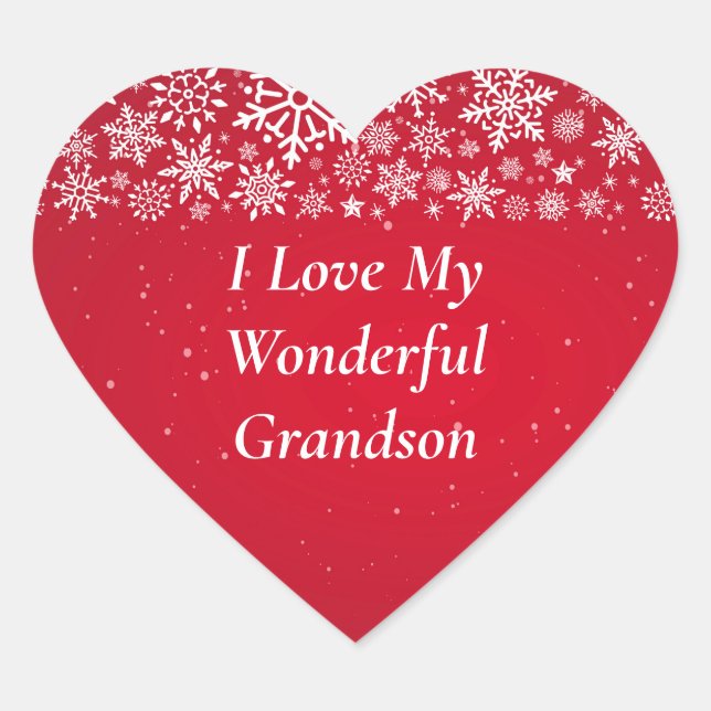 I Love My Wonderful Grandson Heart Sticker (Front)