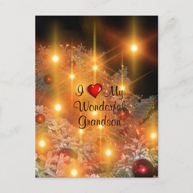 I Love My Wonderful Grandson Holiday Postcard (Front)