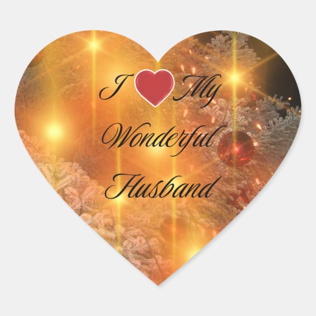 I Love my Wonderful Husband Heart Sticker (Front)