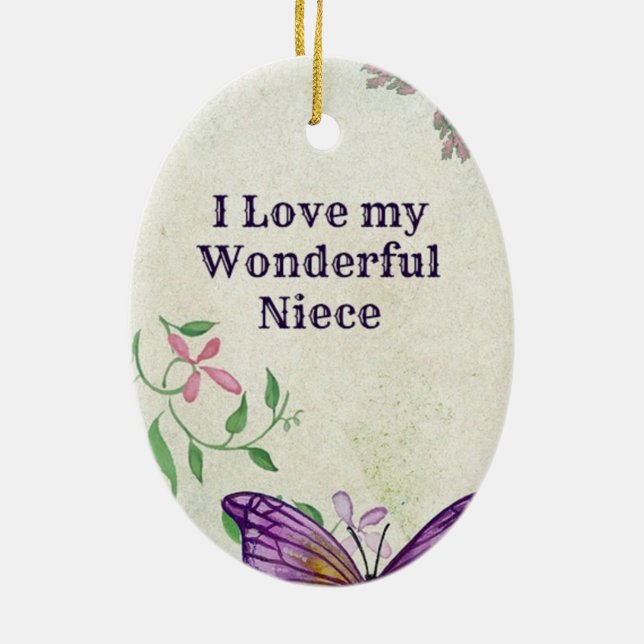 I Love My Wonderful Niece Ceramic Ornament (Back)
