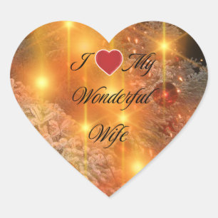 I Love My Wonderful Wife Heart Sticker