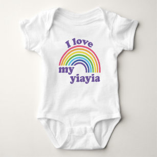 I Love My Yiayia - Cute Rainbow  Baby Bodysuit