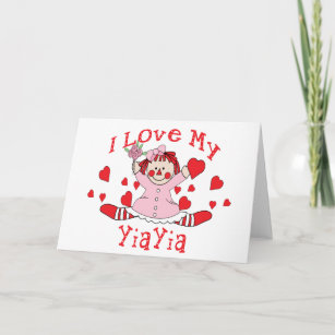 I love My YiaYia Rag Doll & Hearts Card