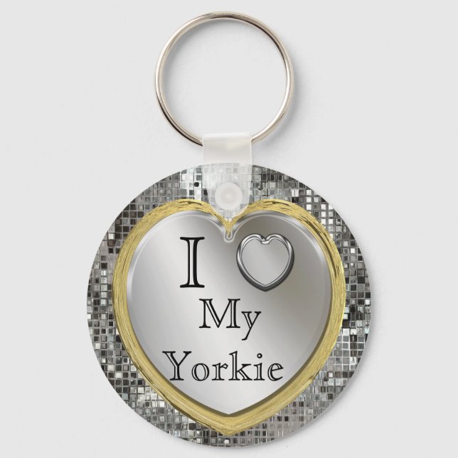 I Love My Yorkie Heart Keychain (Front)