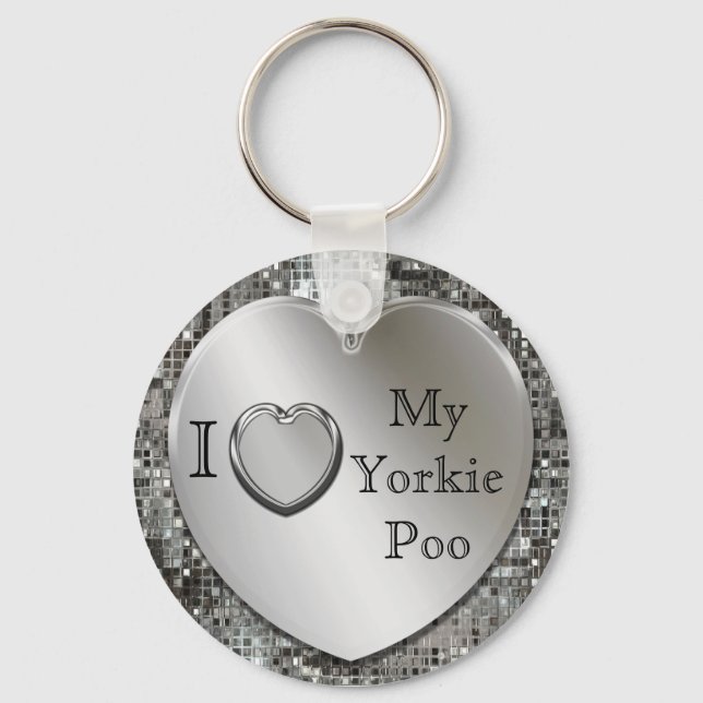 I Love My Yorkie Poo Heart Keychain (Front)