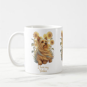 I Love My Yorkie – Vintage Sunflower Dog Lover Aes Coffee Mug