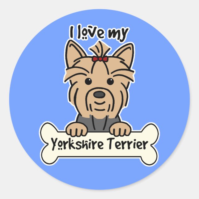 I Love My Yorkshire Terrier Classic Round Sticker (Front)