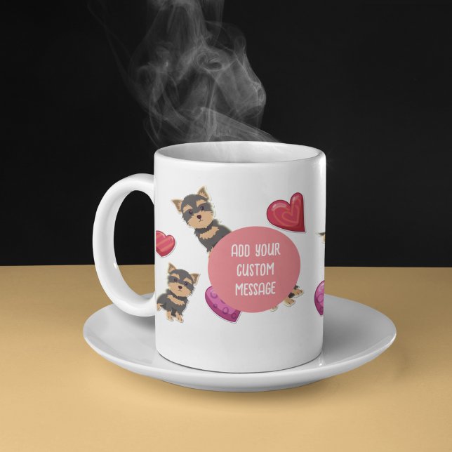 I Love My Yorkshire Terrier Dog Glowing Heart Coffee Mug (Creator Uploaded)