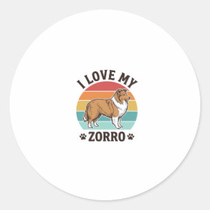 I Love My Zorro Vintage Dog Lover Design_1 Classic Round Sticker