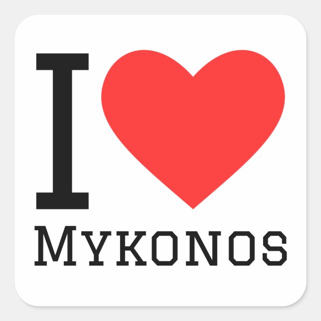 I love Mykonos  Square Sticker (Front)