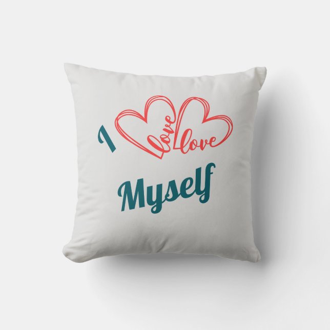 I Love Myself - Self-Care Button Throw Pillow (Front)