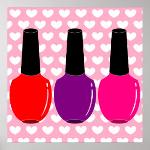 I Love Nail Polish Red Pink Purple Nail Polish Art Poster