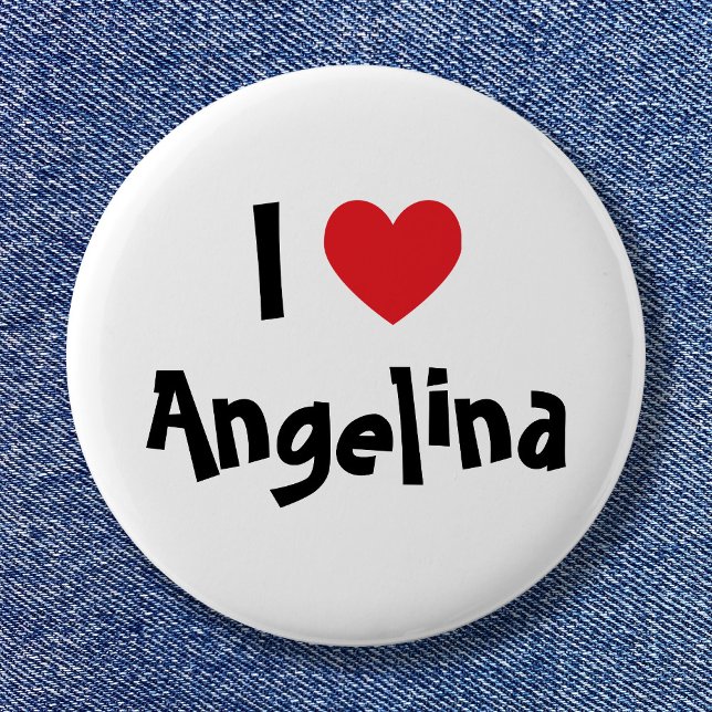 I Love Name 2 Inch Round Button (White Black and Red Heart I Love Name Pinback Button)