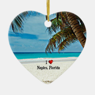 I Love Naples, Florida, tropical scenery Ceramic O Ornament