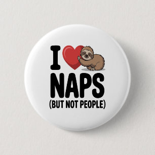 I Love Naps Cute Sloth Heart 2 Inch Round Button